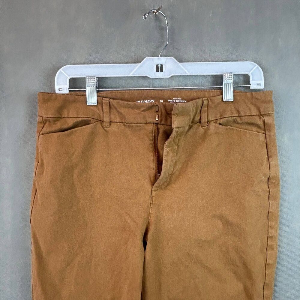 Old Navy Chino Pant Women 10 Bourbon High-Rise Pixie Skinny Secret-Smooth Pocket